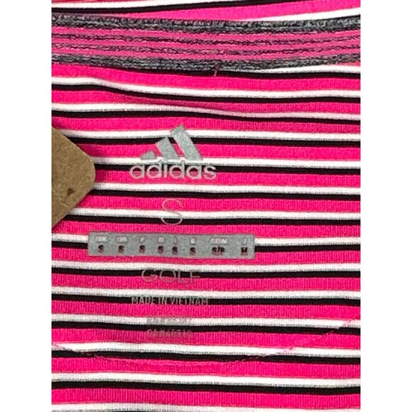 Adidas Womens Small Pink Sleeveless V Neck Stripe Golf Top Eagle Mountain New - Picture 3 of 9